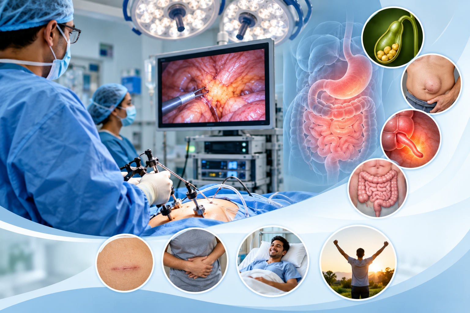Laparoscopic surgery equipment in the operation theater at Arunachala Hospital Kadapa